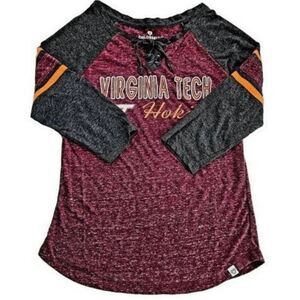 Colloseum Virginia Tech VT HOKIES quarter sleeve lace up heathered maroon shirt.